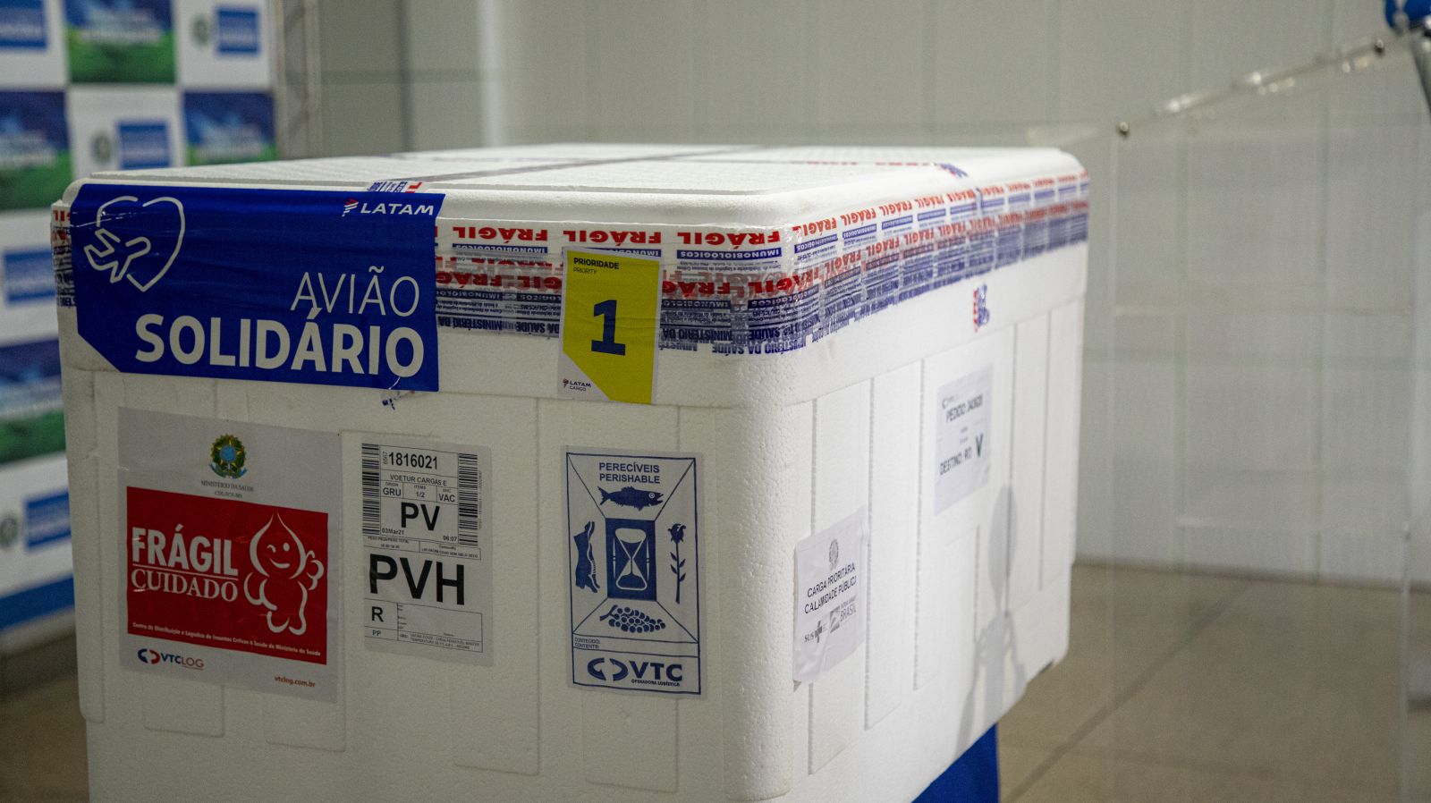 Primeiro lote, com 18.800 doses da vacina CoronaVac, chegou em Porto Velho no dia 19 de janeiro de 2021